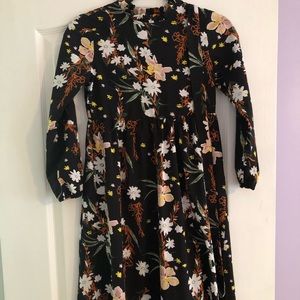 Girls black tropical dress